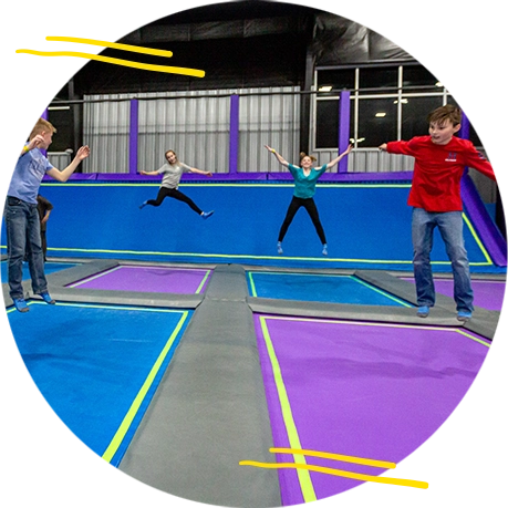 Photo of kids jumping on trampolines at the trampoline park