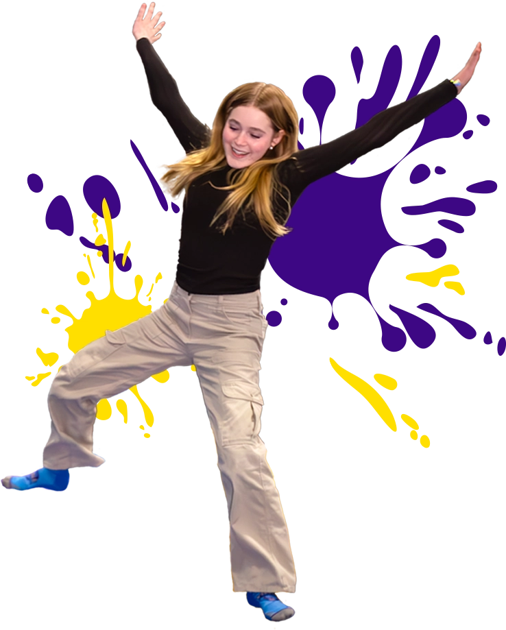 cutout image of a girl having fun at a birthday party trampoline area