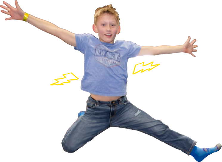 Cut out image of a boy jumping at a trampoline park